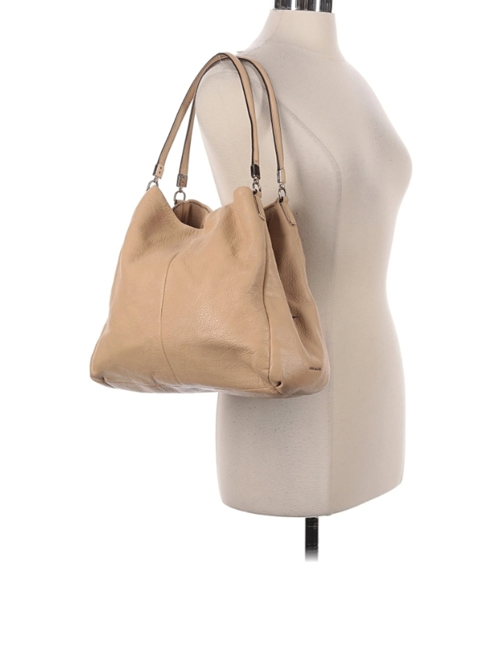 Coach Beige Leather Shoulder Tote Bag - Women's Tote